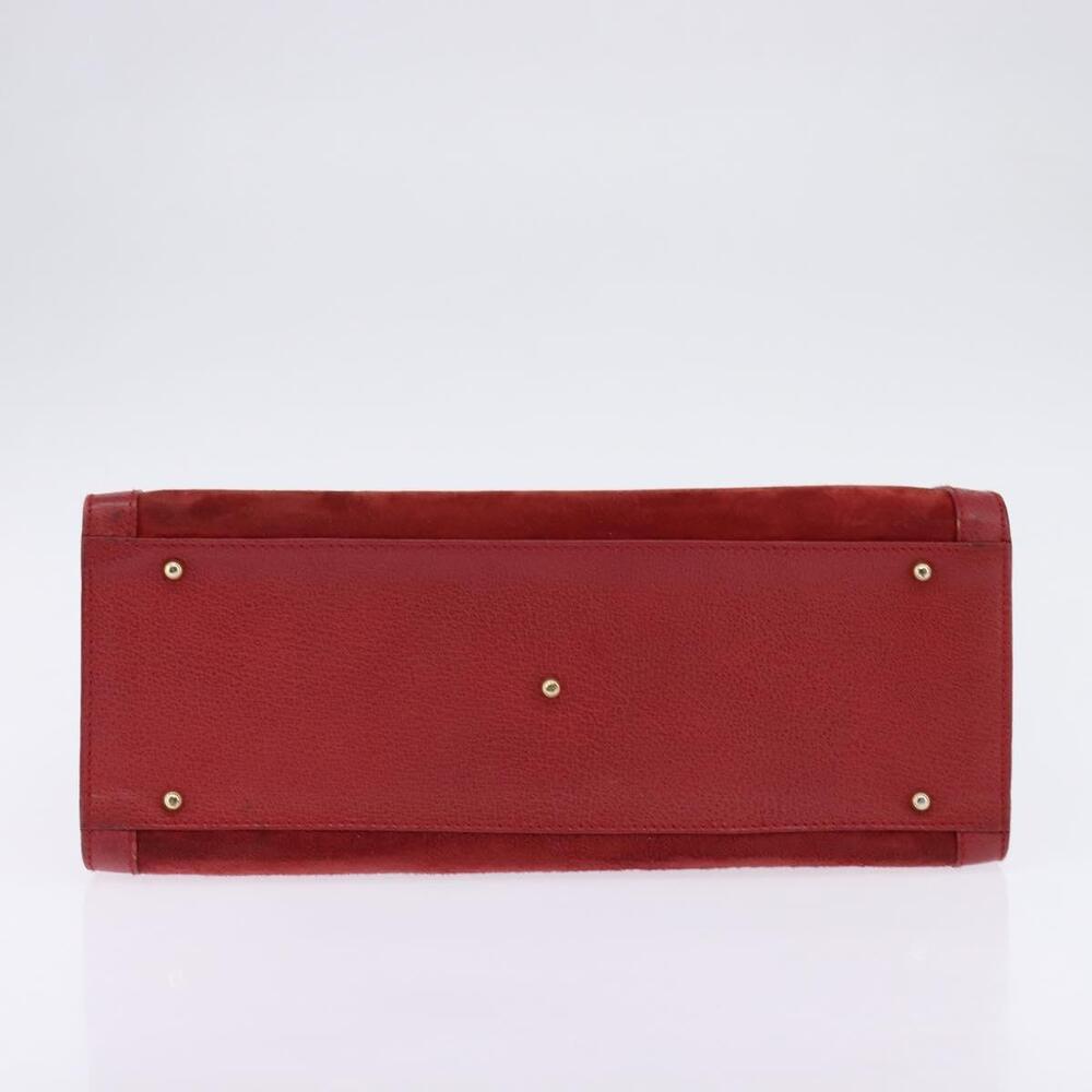GUCCI Bamboo Hand Bag Leather Suede Red Gold 002 0260 2615 Auth 148239 - Picture 5 of 16